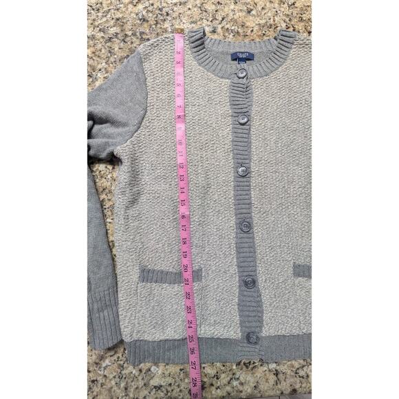 Chaps Sweater XL Buttondown cotton blend two-tone gray nerdy grandpacore - Picture 7 of 8